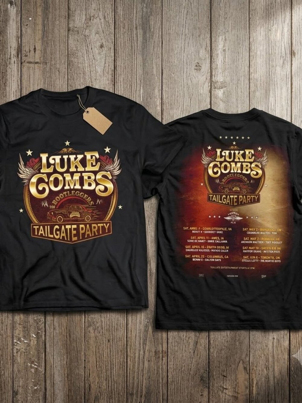 Luke Combs Bootleggers Tailgate Party Tour T-Shirt Black